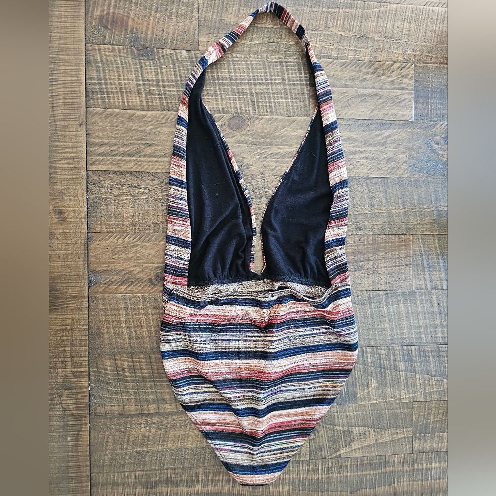 Super Sexy Lowcut Urban Outfitters Striped Multicolor Bodysuit. - Picture 2 of 5